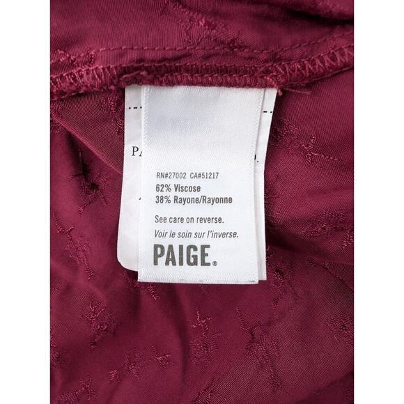 PAIGE Avonne Dobby Tiered Maxi Dress Berry Jam Pink Size M Smocked Satin - Picture 12 of 15